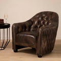 Orsina Victor Leather Tub Chair – Dark Grey Brown Modern Accent Seat