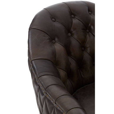 Orsina Victor Leather Tub Chair – Dark Grey Brown Modern Accent Seat