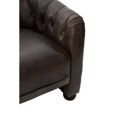 Orsina Victor Leather Tub Chair – Dark Grey Brown Modern Accent Seat