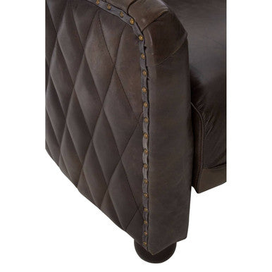 Orsina Victor Leather Tub Chair – Dark Grey Brown Modern Accent Seat
