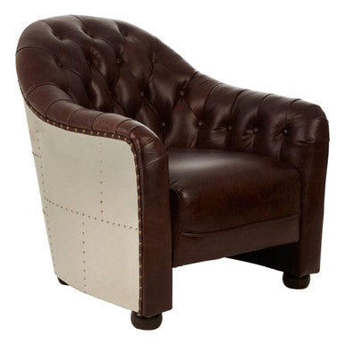 Orsina Victor Brown Leather Tub Chair – Modern Compact Accent Seating