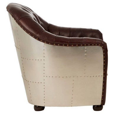 Orsina Victor Brown Leather Tub Chair – Modern Compact Accent Seating