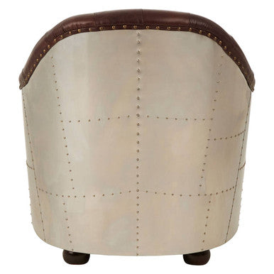 Orsina Victor Brown Leather Tub Chair – Modern Compact Accent Seating