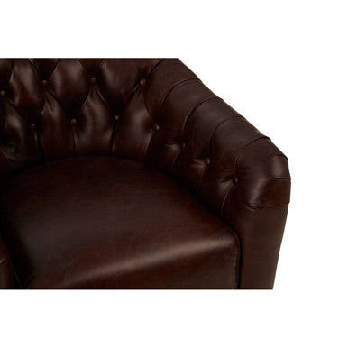Orsina Victor Brown Leather Tub Chair – Modern Compact Accent Seating