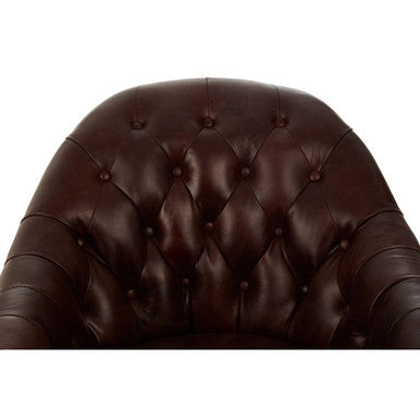 Orsina Victor Brown Leather Tub Chair – Modern Compact Accent Seating