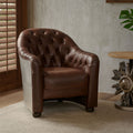 Orsina Victor Brown Leather Tub Chair – Modern Compact Accent Seating