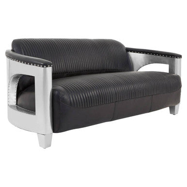 Orsina Victor 3 Seater Black Leather Sofa – Modern Living Room Couch