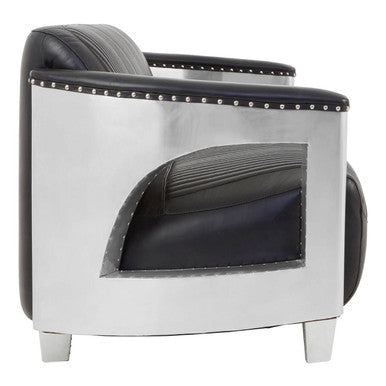 Orsina Victor 3 Seater Black Leather Sofa – Modern Living Room Couch