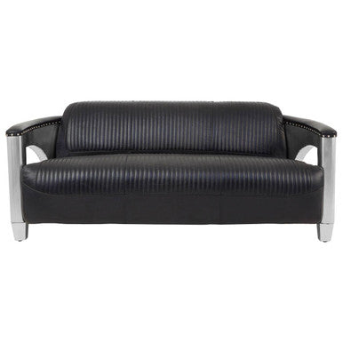 Orsina Victor 3 Seater Black Leather Sofa – Modern Living Room Couch