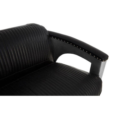 Orsina Victor 3 Seater Black Leather Sofa – Modern Living Room Couch