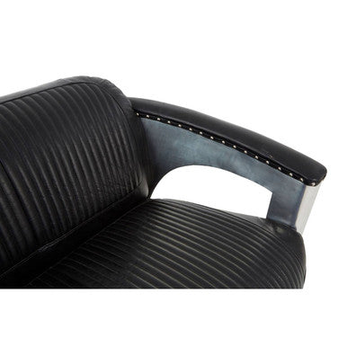 Orsina Victor 2 Seater Black Leather Sofa – Modern Compact Couch