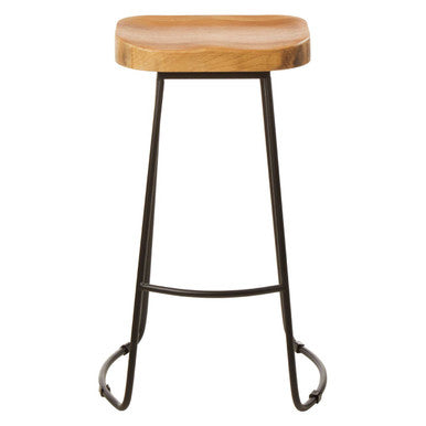 Orsina Lyon Oak Wood Bar Stool – Modern Kitchen Seating with Metal Legs
