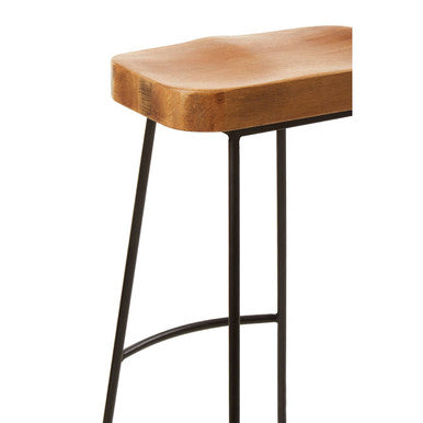 Orsina Lyon Oak Wood Bar Stool – Modern Kitchen Seating with Metal Legs