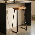 Orsina Lyon Oak Wood Bar Stool – Modern Kitchen Seating with Metal Legs