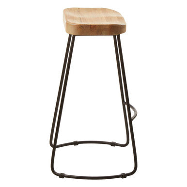 Orsina Lyon Bar Stool – Grey Oak Wood Seat and Black Metal Legs