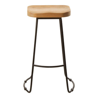 Orsina Lyon Bar Stool – Grey Oak Wood Seat and Black Metal Legs