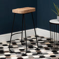 Orsina Lyon Bar Stool – Grey Oak Wood Seat and Black Metal Legs