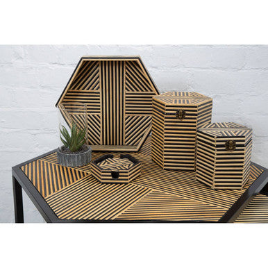 Orsina Babita Hexagon Side Tables – Set of 2 Nesting Wood & Metal
