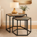 Orsina Babita Hexagon Side Tables – Set of 2 Nesting Wood & Metal