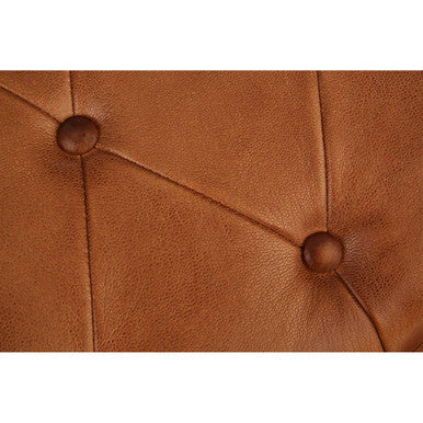 Orsina Buffalo Brown Quilted Leather and Iron Folding Stool
