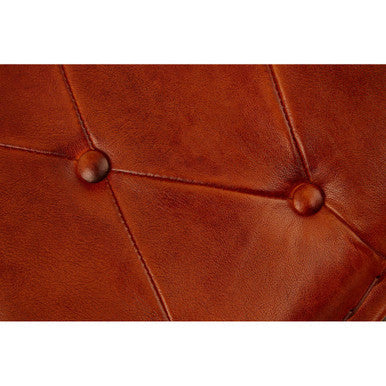 Orsina Buffalo Tan Leather and Iron Folding Stool – Quilted Accent Seat