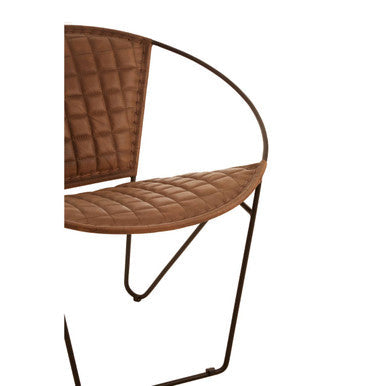 Orsina Buffalo Brown Leather Modern Sling Chair | Black Iron Frame