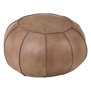 Orsina Buffalo Grey Leather Pouffe – Modern Segmented Ottoman Footrest