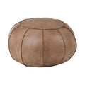 Orsina Buffalo Grey Leather Pouffe – Modern Segmented Ottoman Footrest