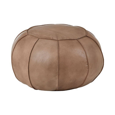 Orsina Buffalo Grey Leather Pouffe – Modern Segmented Ottoman Footrest
