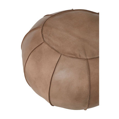 Orsina Buffalo Grey Leather Pouffe – Modern Segmented Ottoman Footrest