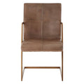 Orsina Buffalo Grey Leather Cantilever Dining Chair | Bronze Iron