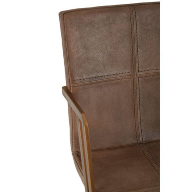 Orsina Buffalo Grey Leather Cantilever Dining Chair | Bronze Iron