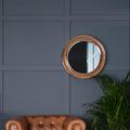 Orsina Churchill Round Wall Mirror – Tan Genuine Leather & Nickel