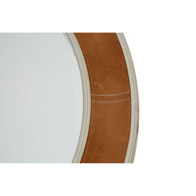 Orsina Churchill Round Wall Mirror – Tan Genuine Leather & Nickel