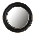 Orsina Churchill Black Leather Wall Mirror with Nickel Rim Accent