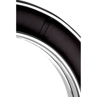 Orsina Churchill Black Leather Wall Mirror with Nickel Rim Accent