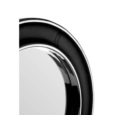 Orsina Churchill Black Leather Wall Mirror with Nickel Rim Accent