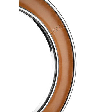Orsina Churchill Tan Genuine Leather Wall Mirror with Nickel Rims