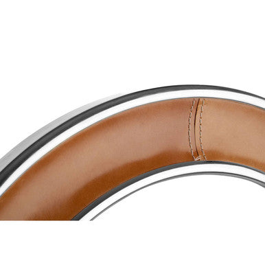 Orsina Churchill Tan Genuine Leather Wall Mirror with Nickel Rims