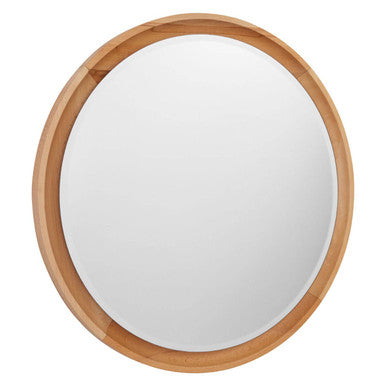 Orsina Kensington Townhouse Round Wall Mirror – Natural Wood Frame