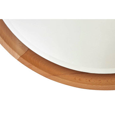 Orsina Kensington Townhouse Round Wall Mirror – Natural Wood Frame