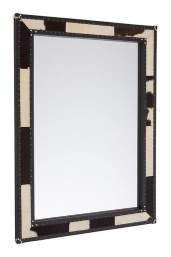 Orsina Kensington Townhouse Black and White Cowhide Wall Mirror