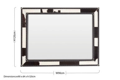 Orsina Kensington Townhouse Black and White Cowhide Wall Mirror