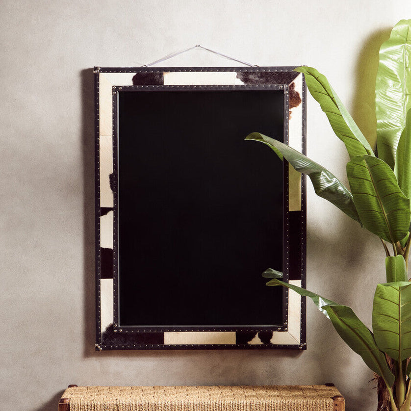 Orsina Kensington Townhouse Black and White Cowhide Wall Mirror