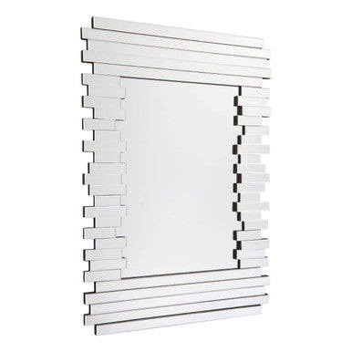 Orsina Puzzle Rectangle Deco Wall Mirror – Silver Stepped Glass Frame