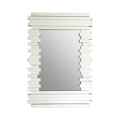 Orsina Puzzle Rectangle Deco Wall Mirror – Silver Stepped Glass Frame