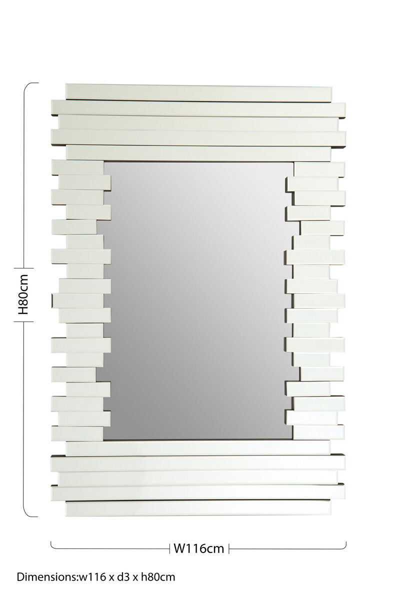 Orsina Puzzle Rectangle Deco Wall Mirror – Silver Stepped Glass Frame