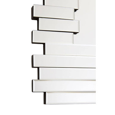 Orsina Puzzle Rectangle Deco Wall Mirror – Silver Stepped Glass Frame