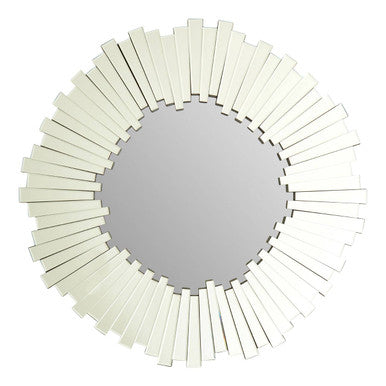 Orsina Puzzle Flared Wall Mirror – Silver Sunburst Decorative Mirror