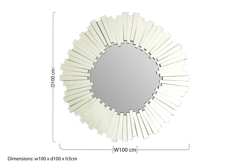 Orsina Puzzle Flared Wall Mirror – Silver Sunburst Decorative Mirror